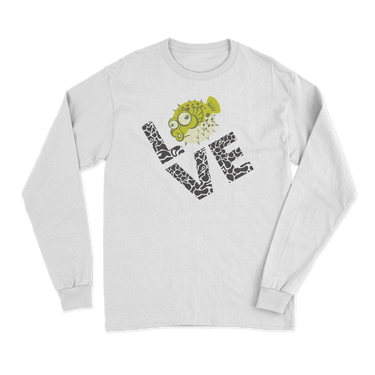 Love Fishing Green Blowfish Globe Men Long Sleeve Shirt